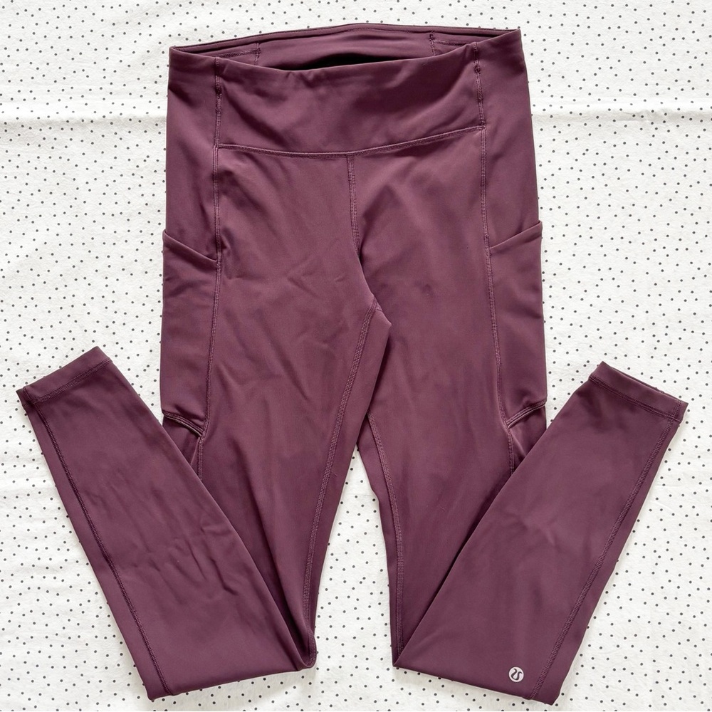 Women’s Lululemon Leggings Size 6 Pockets Back ZIP Pocket Purple Plum